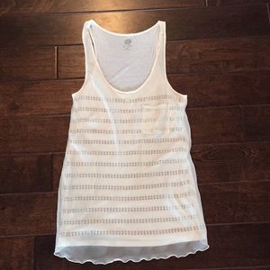Jessica Simpson Studded Cream Tank w/Sheer Overlay